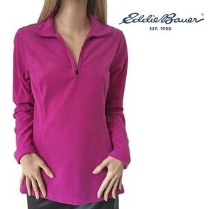 Eddie Bauer Quest ¼ Zip Pullover Top Jacket Super Soft Plush Fleece Magneta